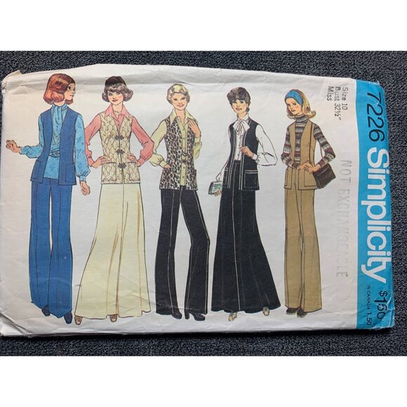 Simplicity Misses Pants Skirt Vest Sewing Pattern sz 10 7226 - uncut - Picture 9 of 13